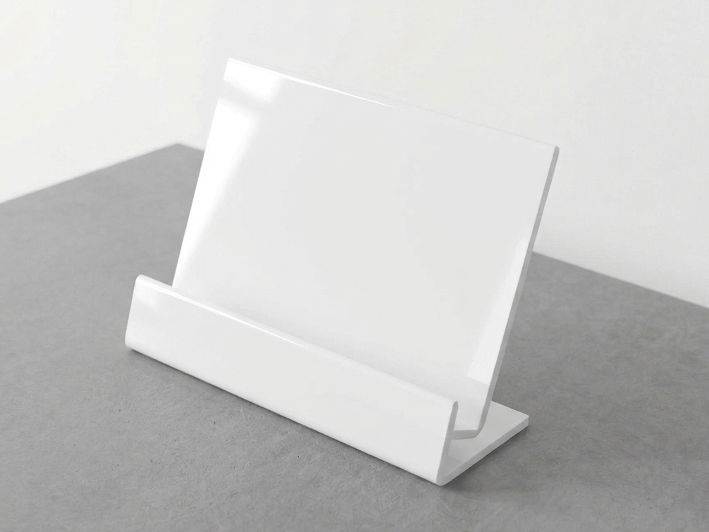 porta avvisi da banco in plexiglass bianco